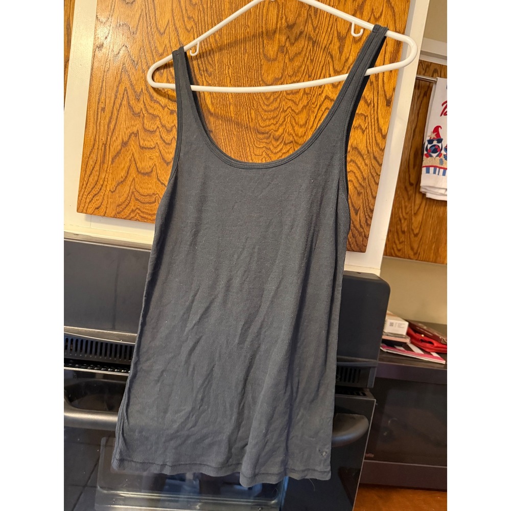 American Eagle Outfitters Ribbed Tank Top Gray Scoop Neck Camisole Large
